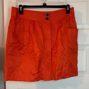 J. Crew Tangerine Orange A-Line linen blend mini Skirt SZ 12 button-front casual